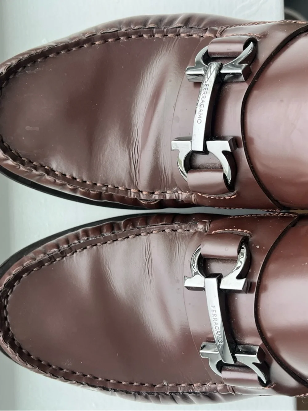 Salvatore Ferragamo Brown Gancini Bit Leather Loafers Mens 7.5 E (Wide)